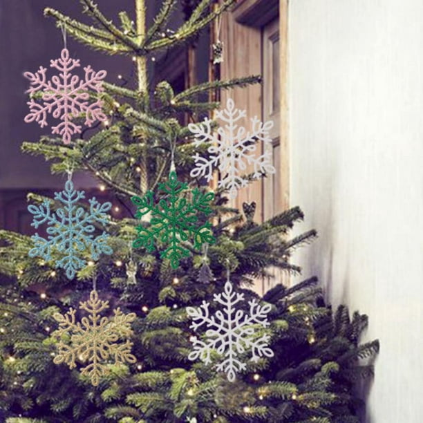 10Pcs Glitter Snowflake Christmas Tree Ornaments Xmas Party Festival Decoration